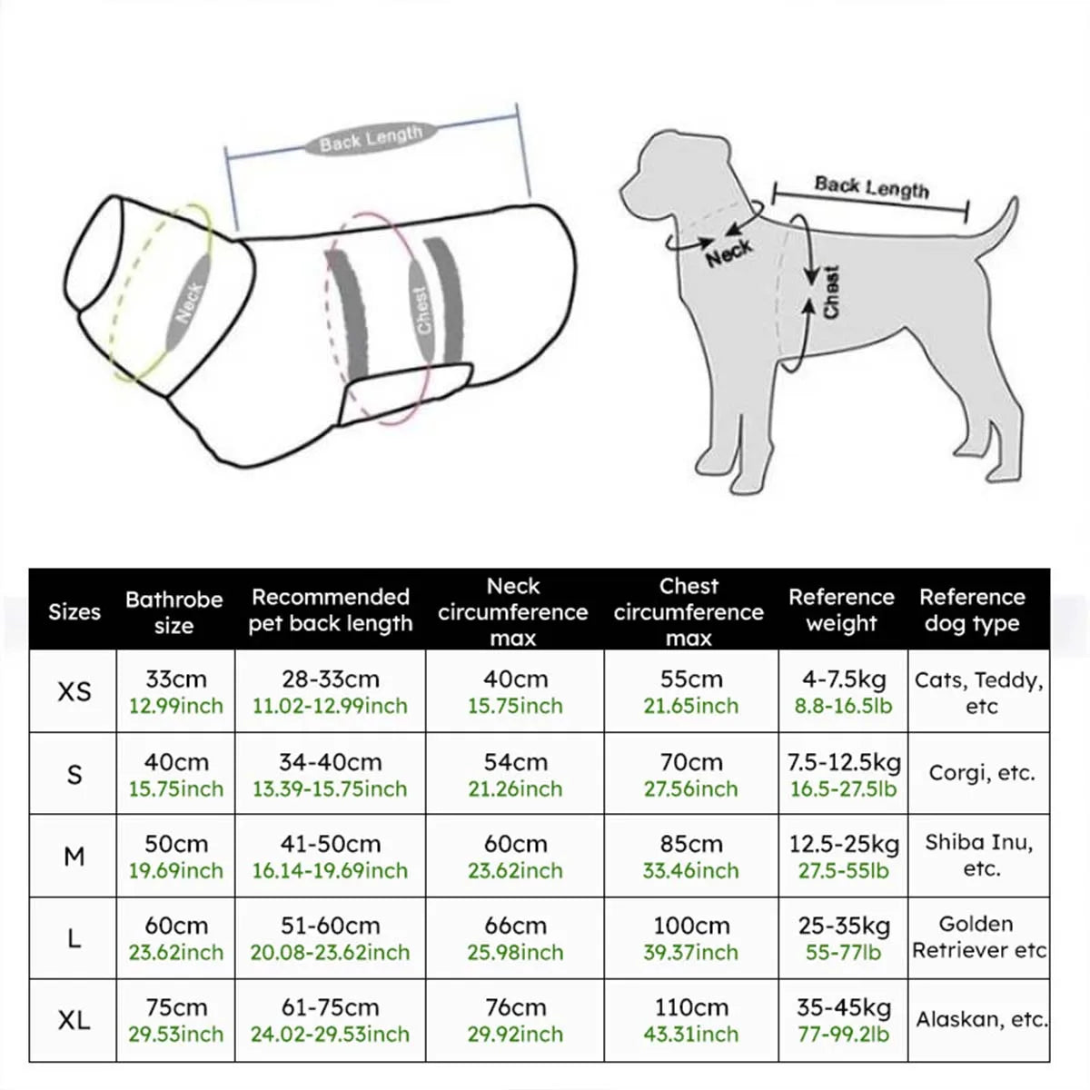 Quick Drying Pet Bathrobe Full Body Absorbent Towel Comfortable Fabric Adjustable Pets Towel Pet Bath Supplies for Cats and Dogs