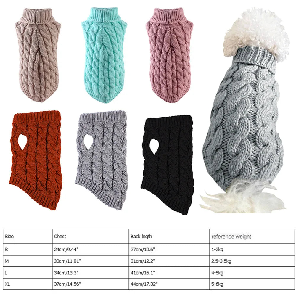 Cable Knit Dog Sweater | Warm Autumn & Winter Pet Clothing