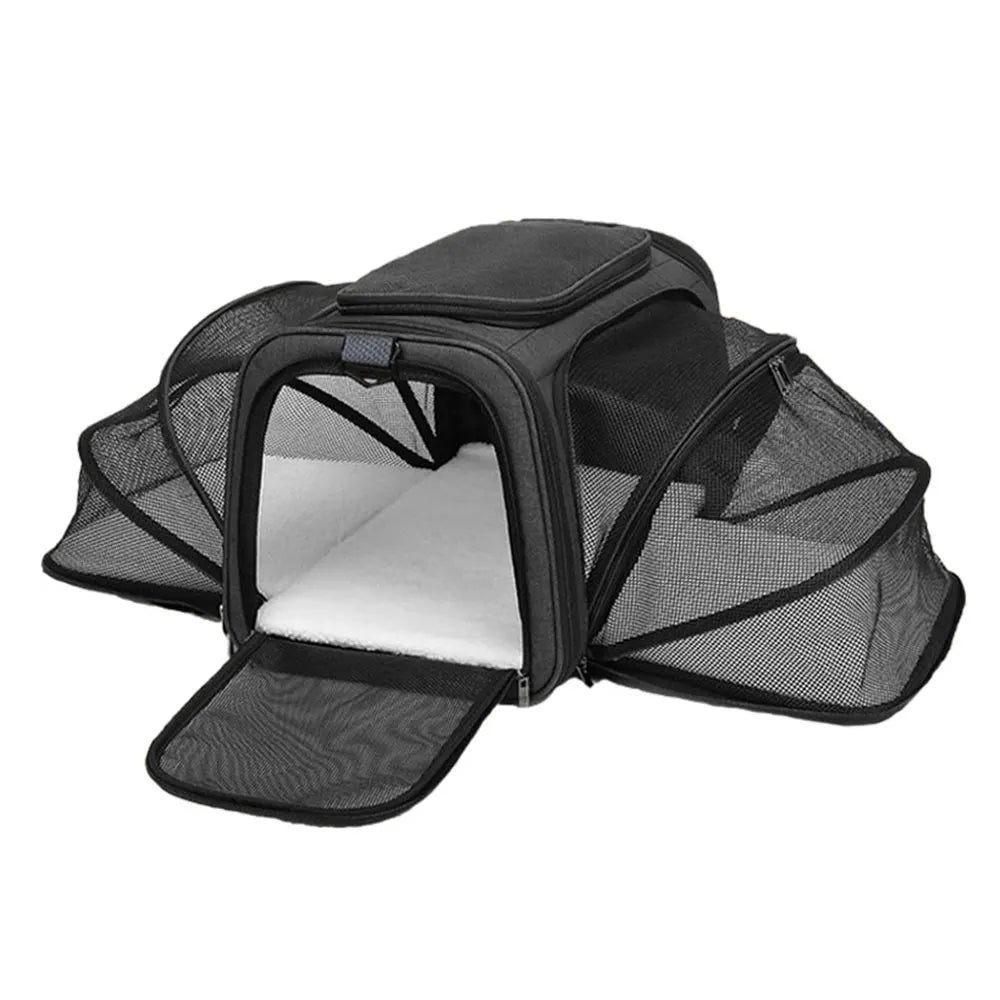 Portable Foldable Pet Carrier Bag with Safety Zippers