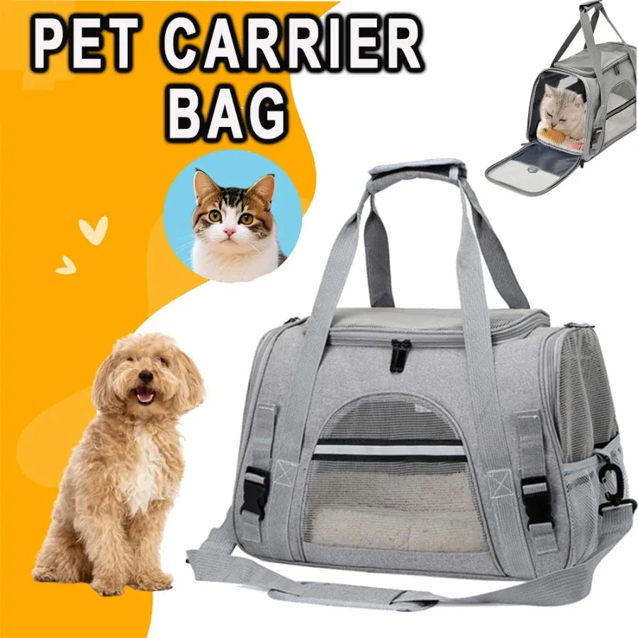 Collapsible Breathable Crossbody Pet Carrier with Large Opening