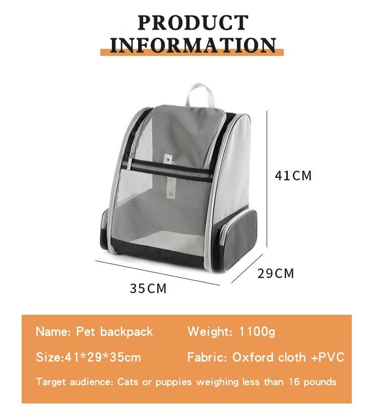 Pet Carrier Backpack for Small Cats and Dogs Puppies Safety Features and Cushion Back Suet Commuting Carriers Bag Safety Zippers