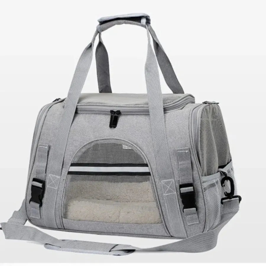 Collapsible Breathable Crossbody Pet Carrier with Large Opening