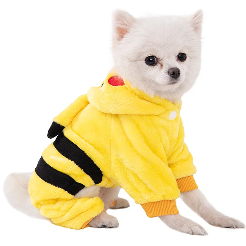 Animal Print Fleece Hoodie Jumpsuit for Dogs