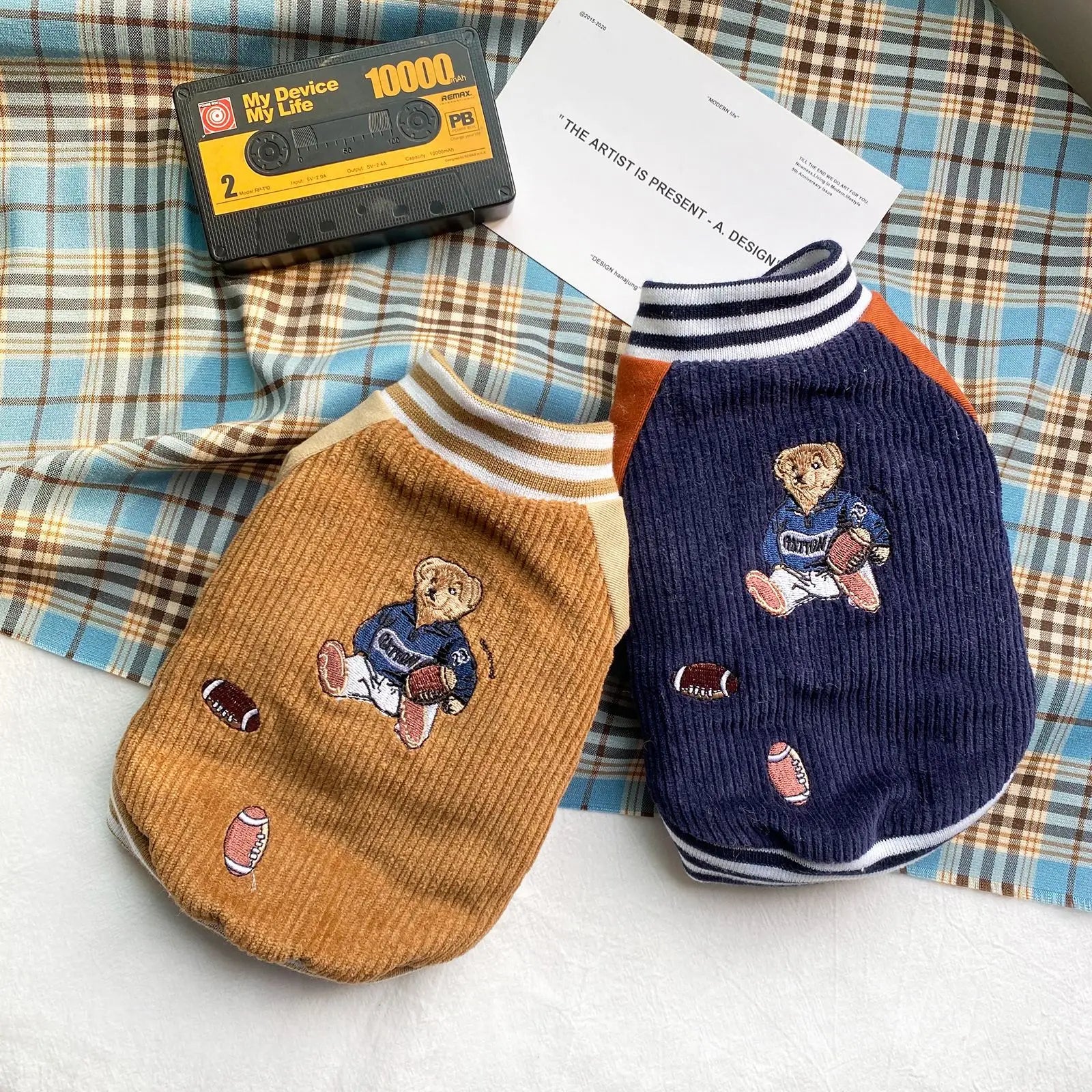 Corduroy Baseball Jacket for Dogs | Warm Autumn & Winter Pet Coat