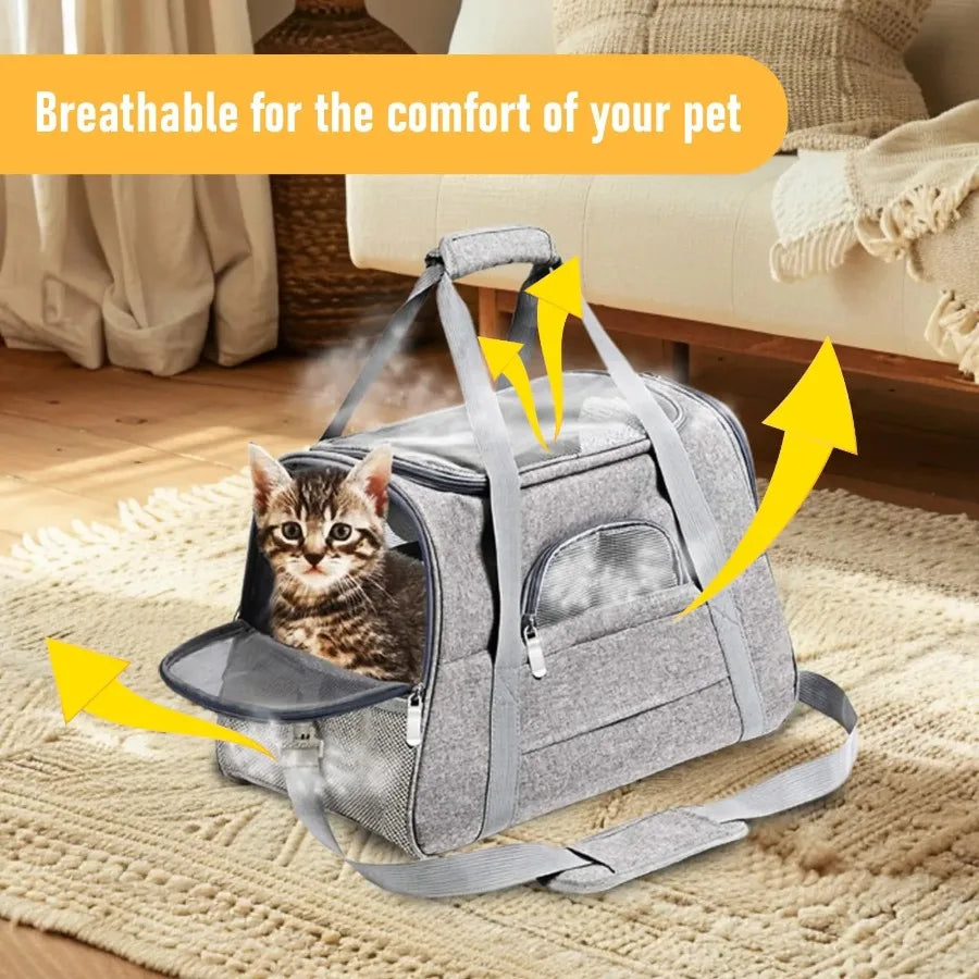 Collapsible Breathable Crossbody Pet Carrier with Large Opening