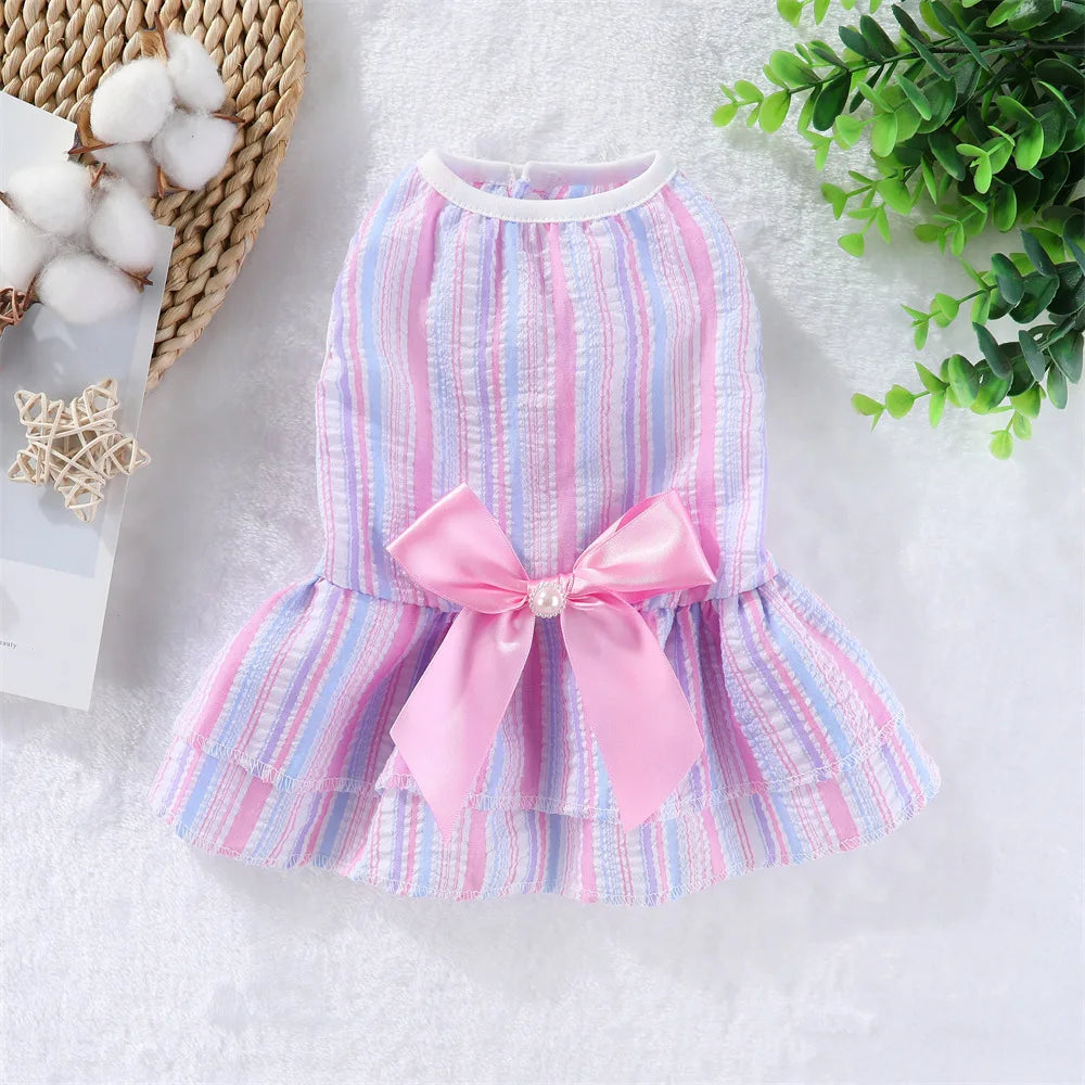 Summer Princess Dress for Cats & Small Dogs | Floral Bow Dress