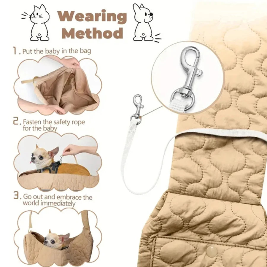 Dog and cat carrier bag; small dog carrier bag; cross-body pet bag; front-pack pet bag