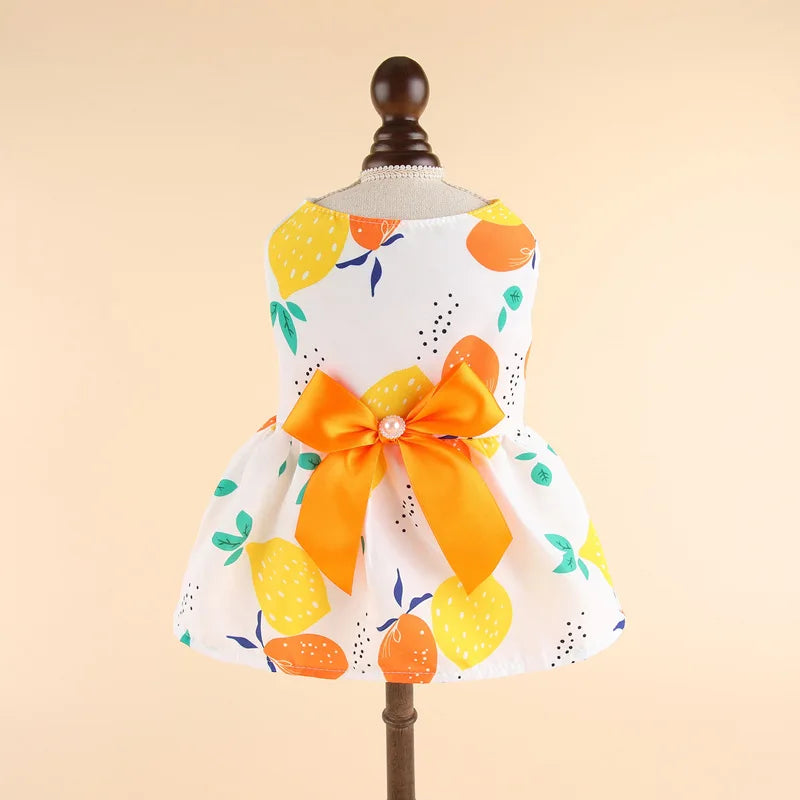 Summer Princess Dress for Cats & Small Dogs | Floral Bow Dress