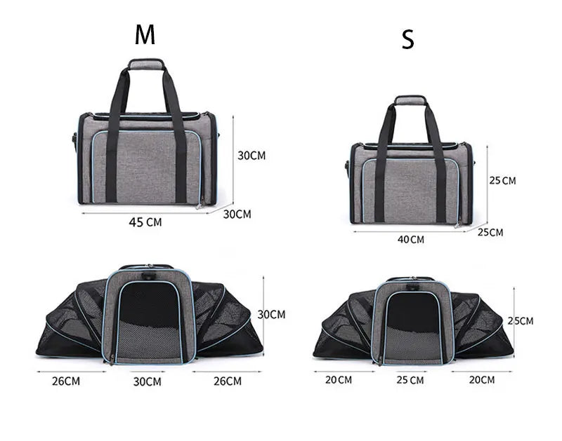 Portable Foldable Pet Carrier Bag with Safety Zippers