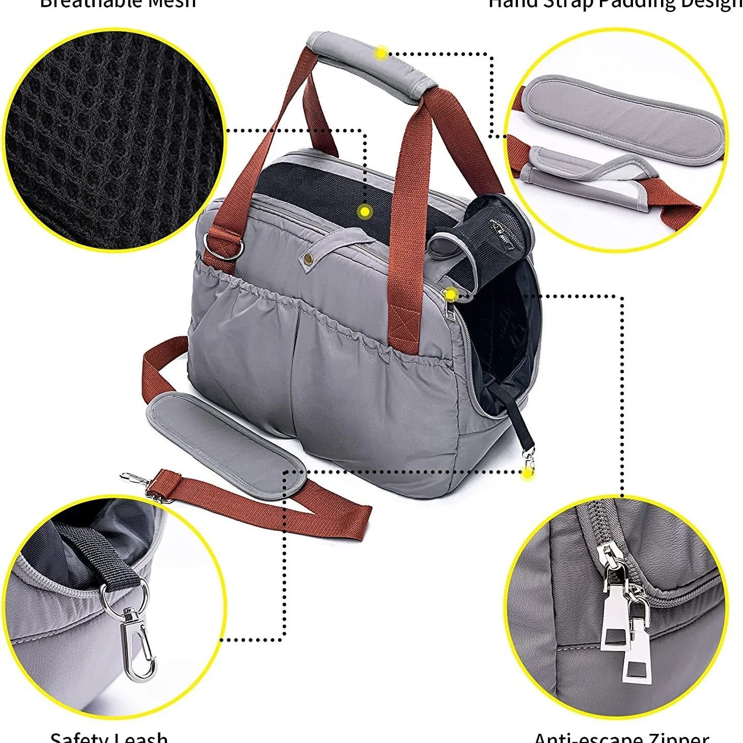 Portable Pet Dog Carrier Cat Travel Bag with Cover for Small Dogs Cats Puppies Soft-Sides Dog Car Seat Safe Bed Dog Handbag