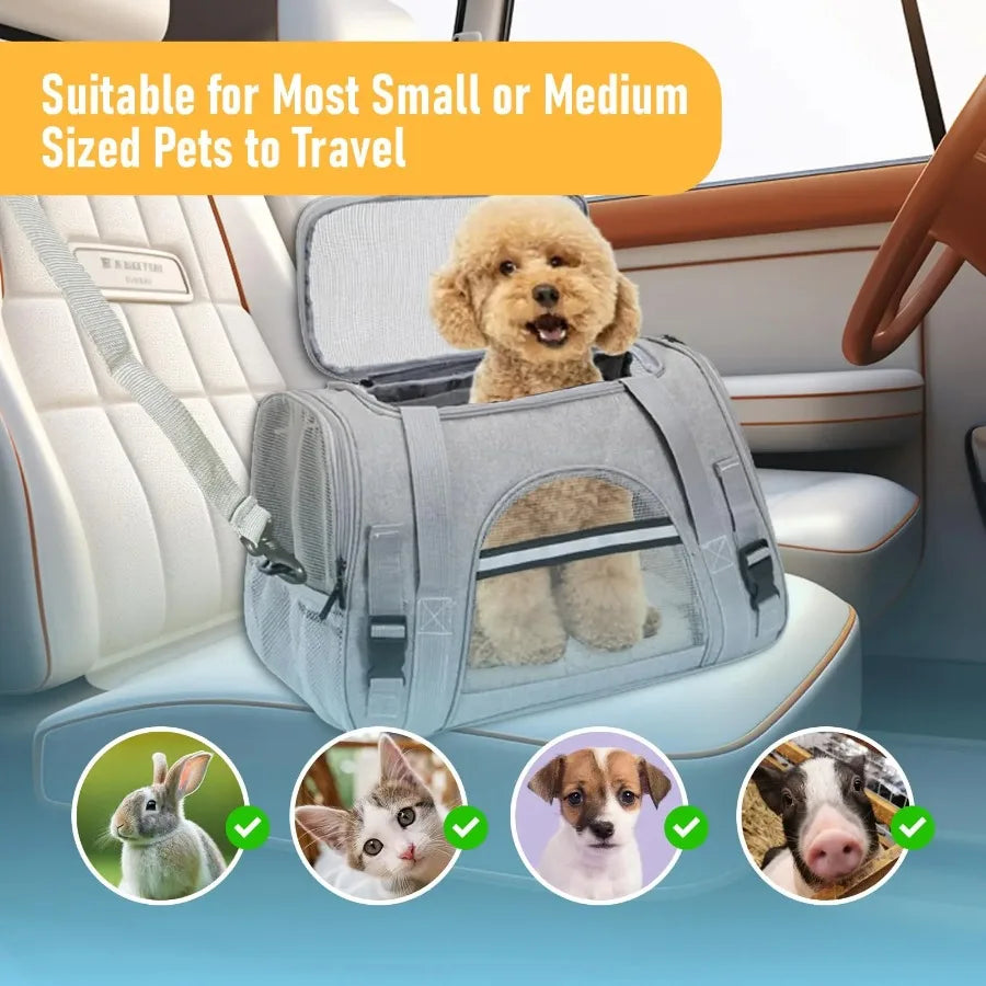 Collapsible Breathable Crossbody Pet Carrier with Large Opening