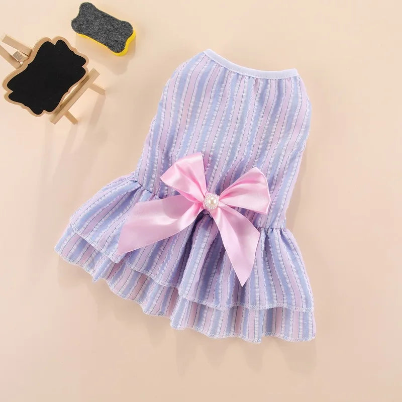 Summer Princess Dress for Cats & Small Dogs | Floral Bow Dress