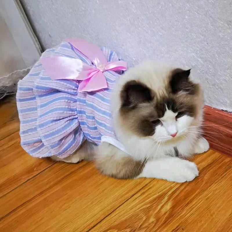 Summer Princess Dress for Cats & Small Dogs | Floral Bow Dress