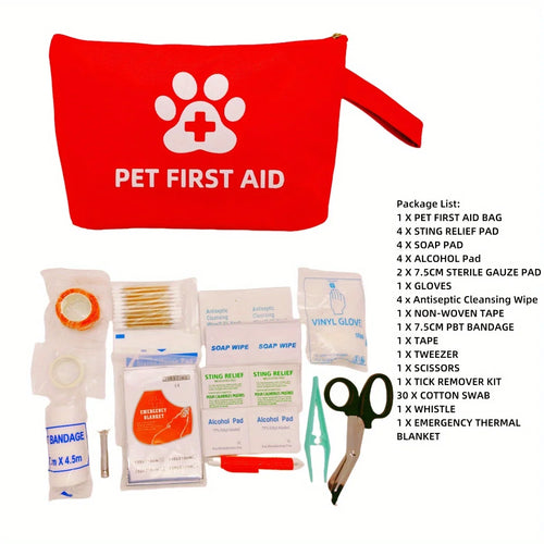 58-Piece Pet First Aid Kit | Waterproof Travel Pouch for Dogs & Cats
