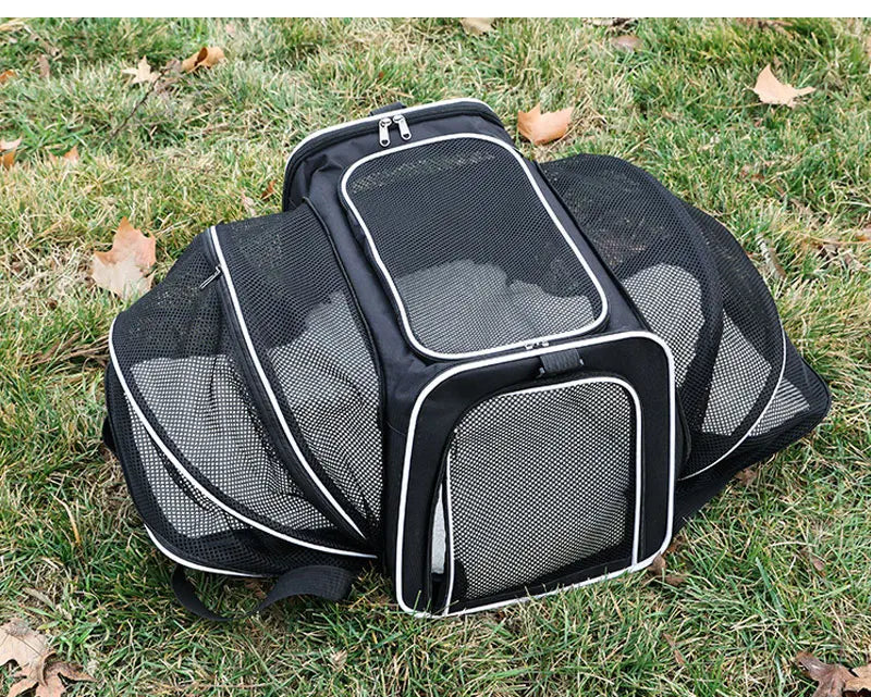 Portable Foldable Pet Carrier Bag with Safety Zippers
