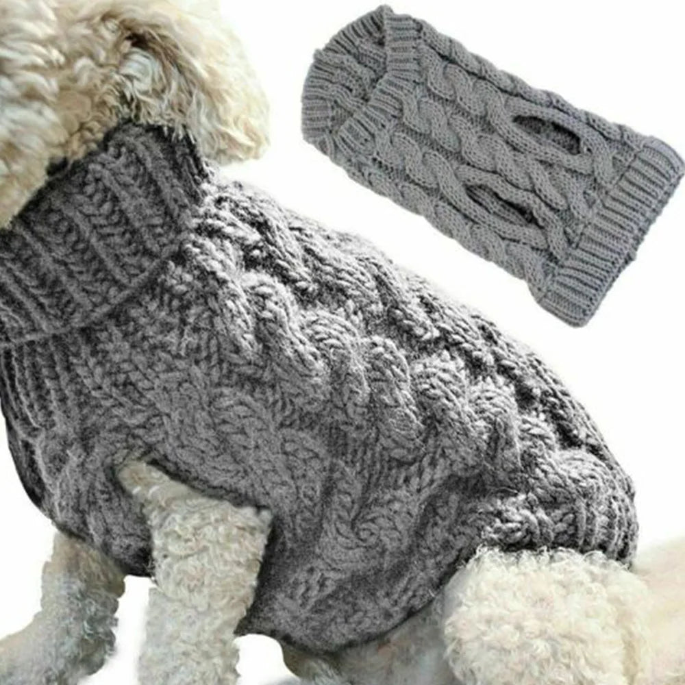 Cable Knit Dog Sweater | Warm Autumn & Winter Pet Clothing