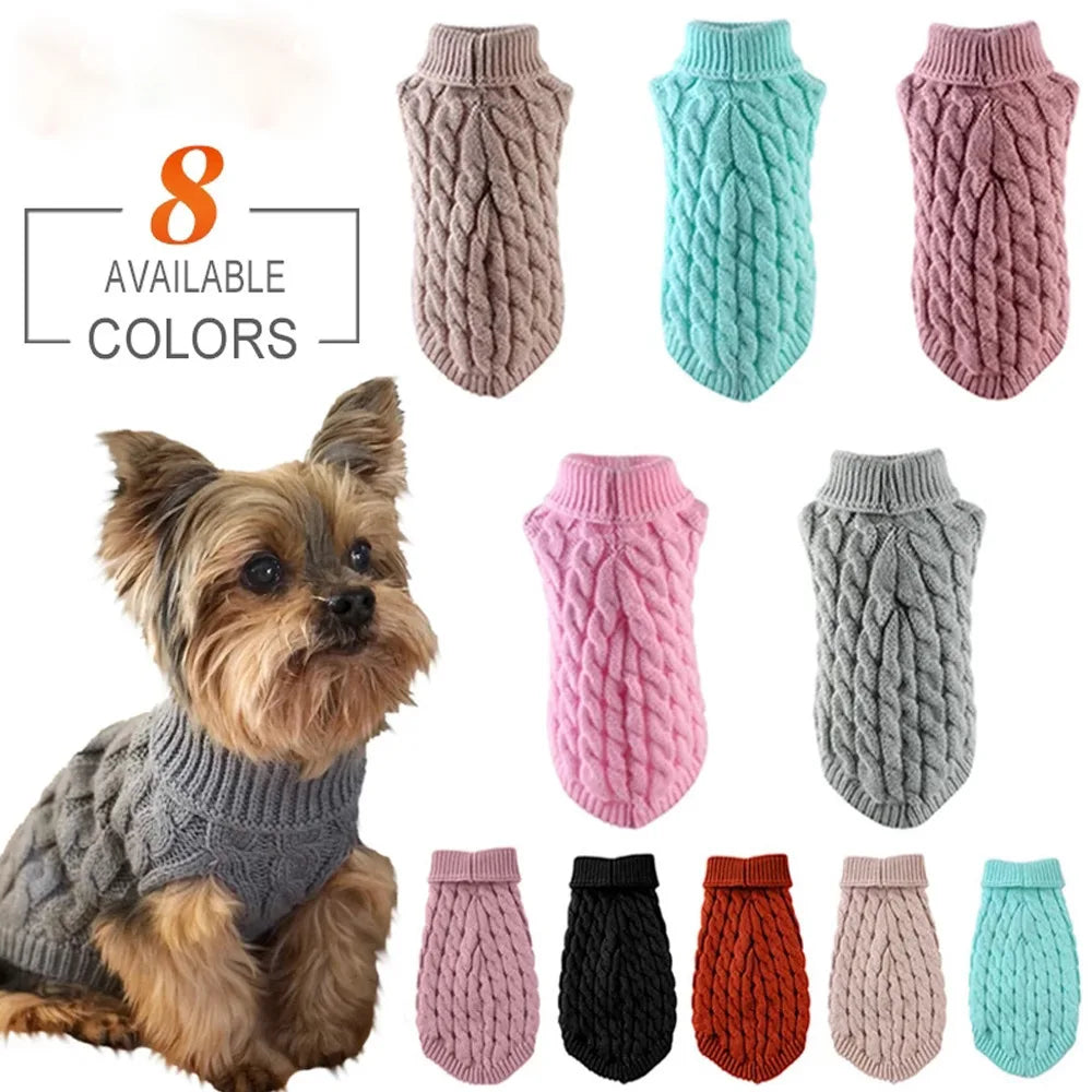 Cable Knit Dog Sweater | Warm Autumn & Winter Pet Clothing