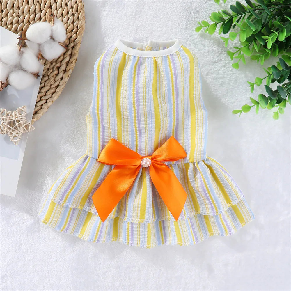 Summer Princess Dress for Cats & Small Dogs | Floral Bow Dress
