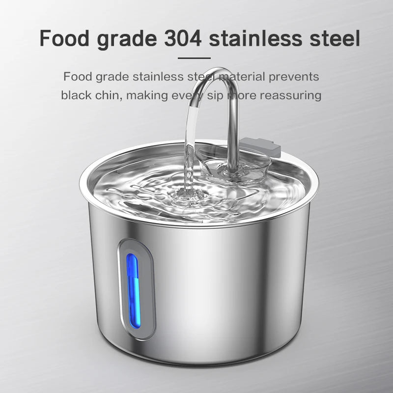 Automatic Pet Water Fountain | 2.2L Stainless Steel with Filter & USB Pump