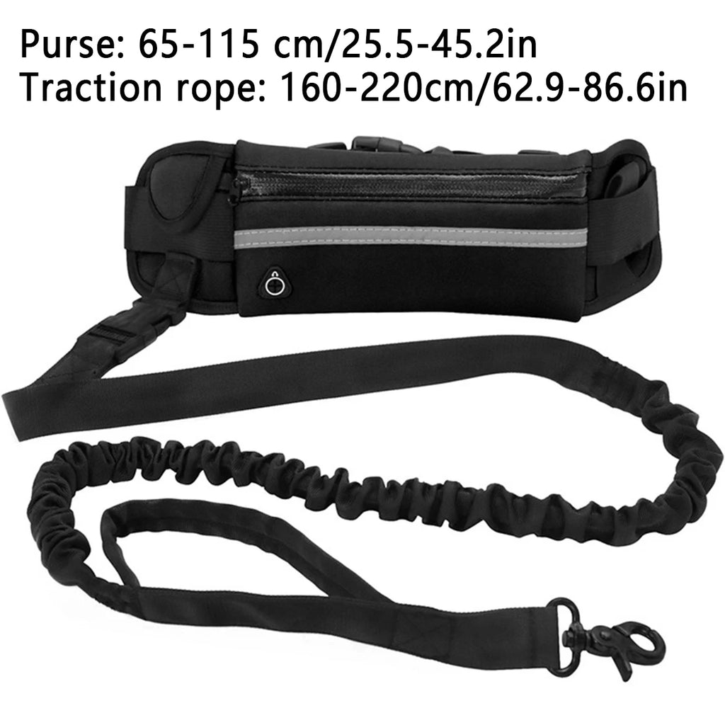 Hands-Free Dog Leash with Waist Bag | Reflective Running Leash for Dogs