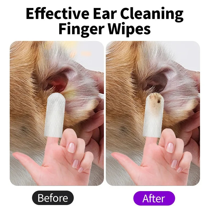 Pet Ear Cleaning Wipes | Fingertip Ear Care for Dogs & Cats