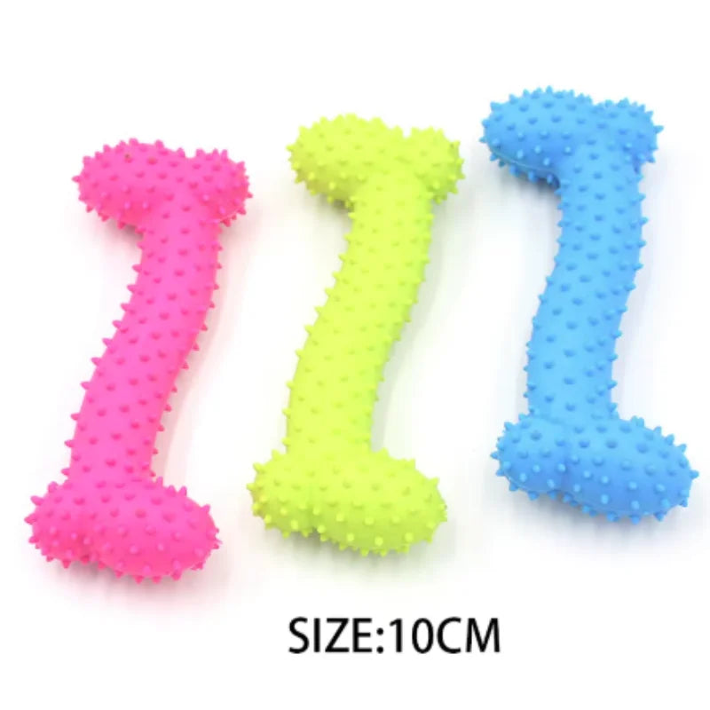 Dog Bone Chew Toy | Soft Rubber Teeth Cleaning Toy for Small Dogs