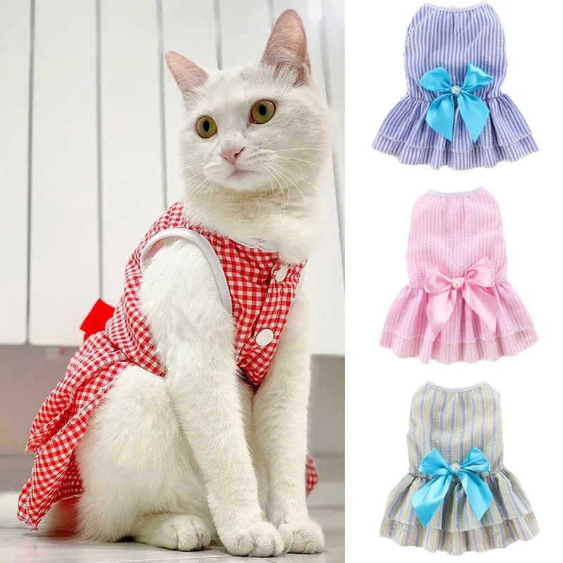 Summer Princess Dress for Cats & Small Dogs | Floral Bow Dress