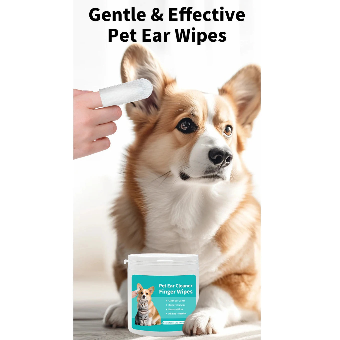 Pet Ear Cleaning Wipes | Fingertip Ear Care for Dogs & Cats