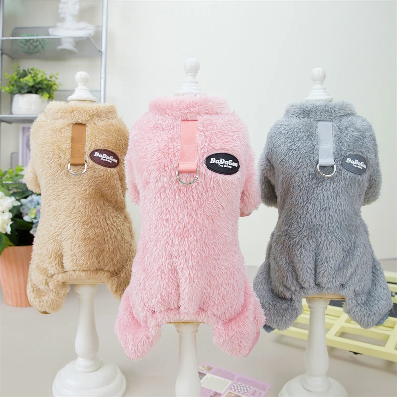 Pet Fleece Jumpsuit | Warm Winter Onesie for Small Dogs & Cats
