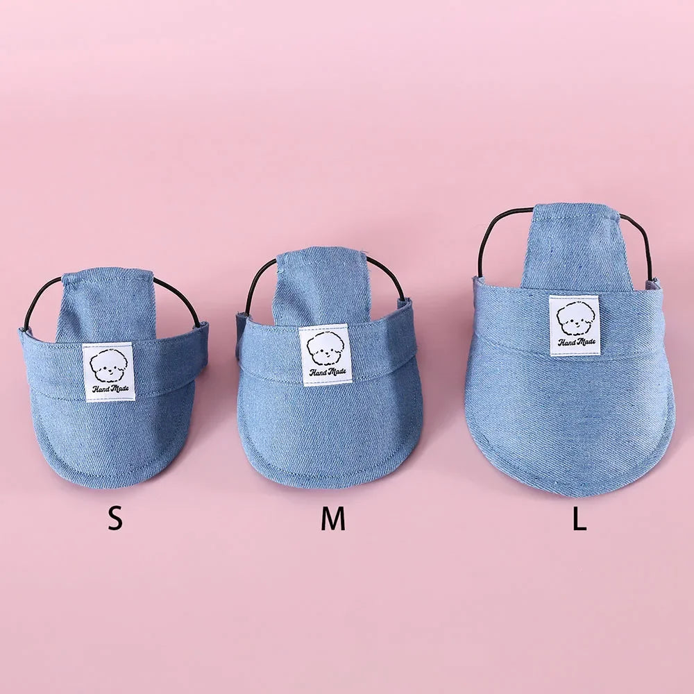 Dog Denim Baseball Cap | Sun Protection Hat with Ear Holes