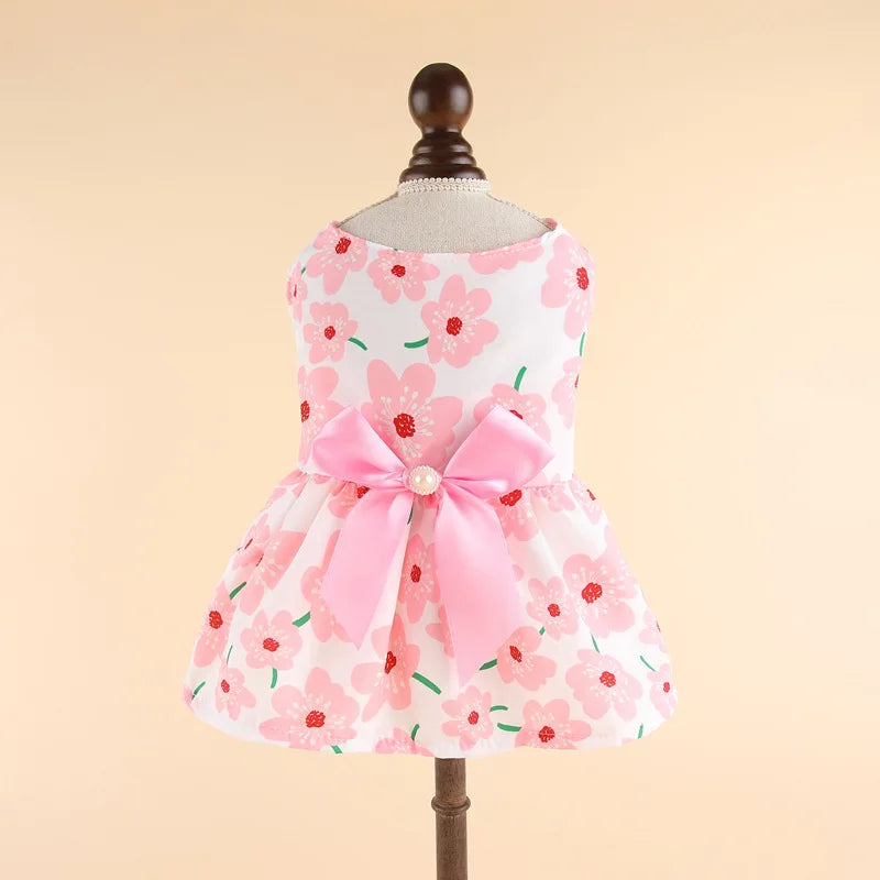 Summer Princess Dress for Cats & Small Dogs | Floral Bow Dress