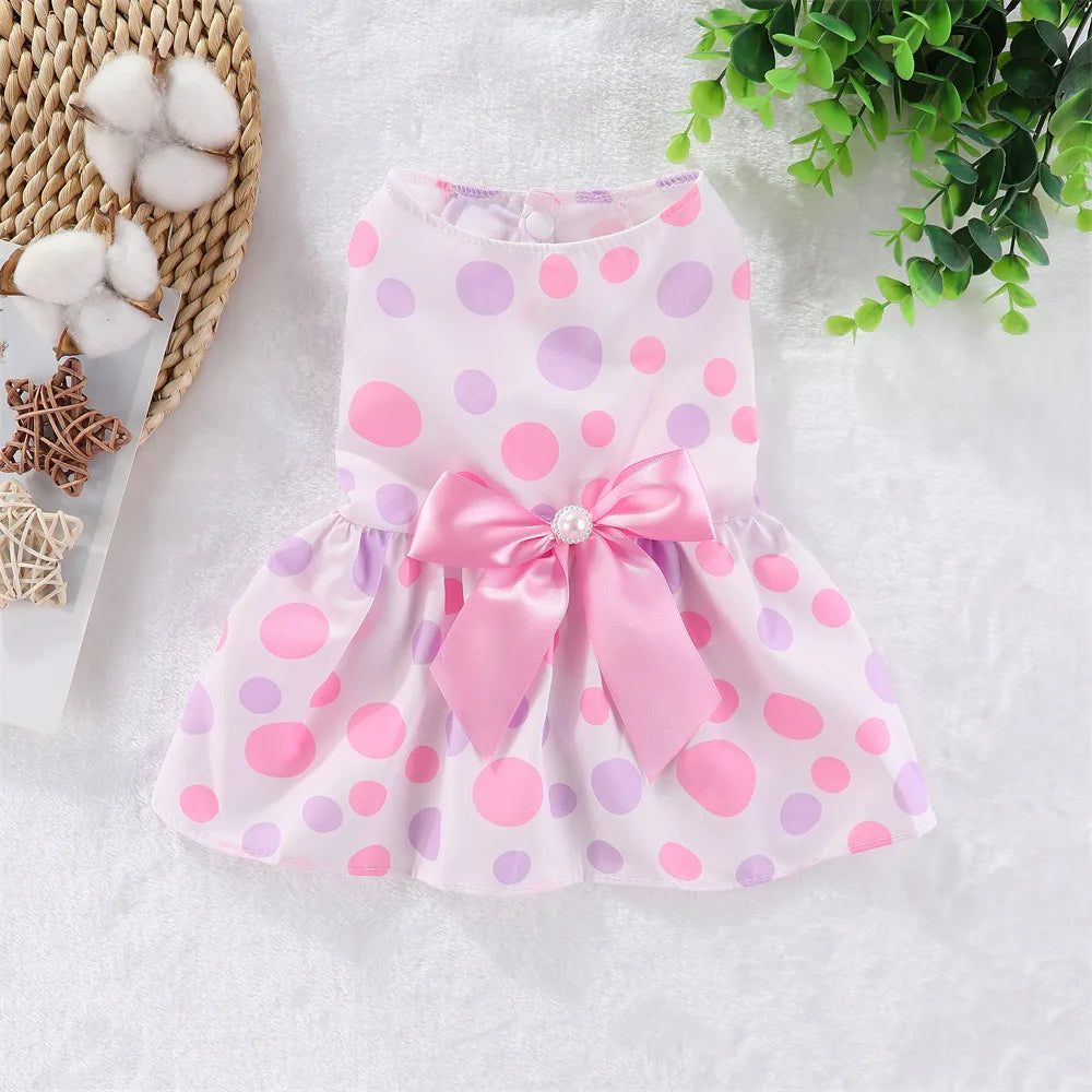Summer Princess Dress for Cats & Small Dogs | Floral Bow Dress