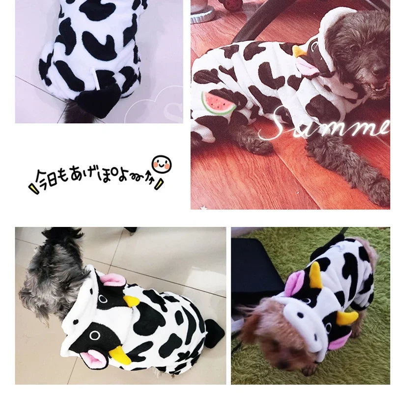 Animal Print Fleece Hoodie Jumpsuit for Dogs