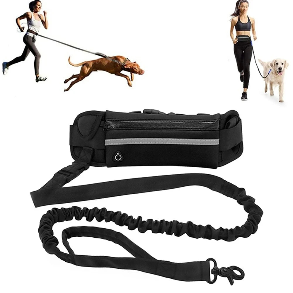 Hands-Free Dog Leash with Waist Bag | Reflective Running Leash for Dogs