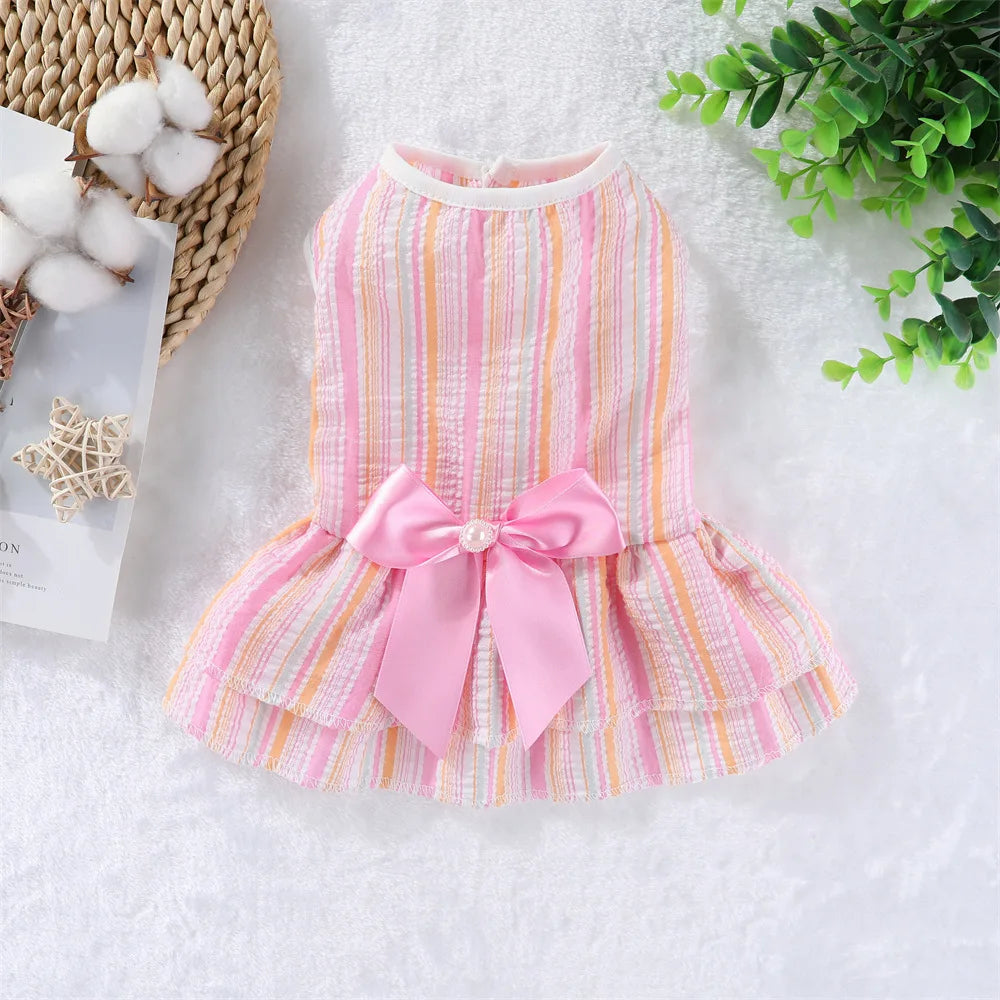 Summer Princess Dress for Cats & Small Dogs | Floral Bow Dress