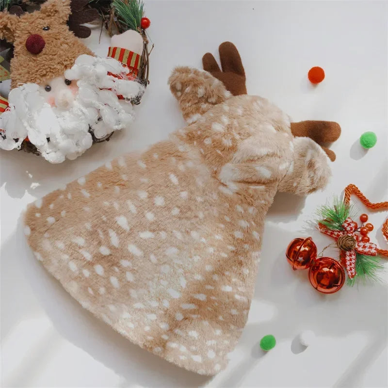 Christmas Reindeer Velvet Cape for Dogs & Cats | Festive Holiday Pet Costume