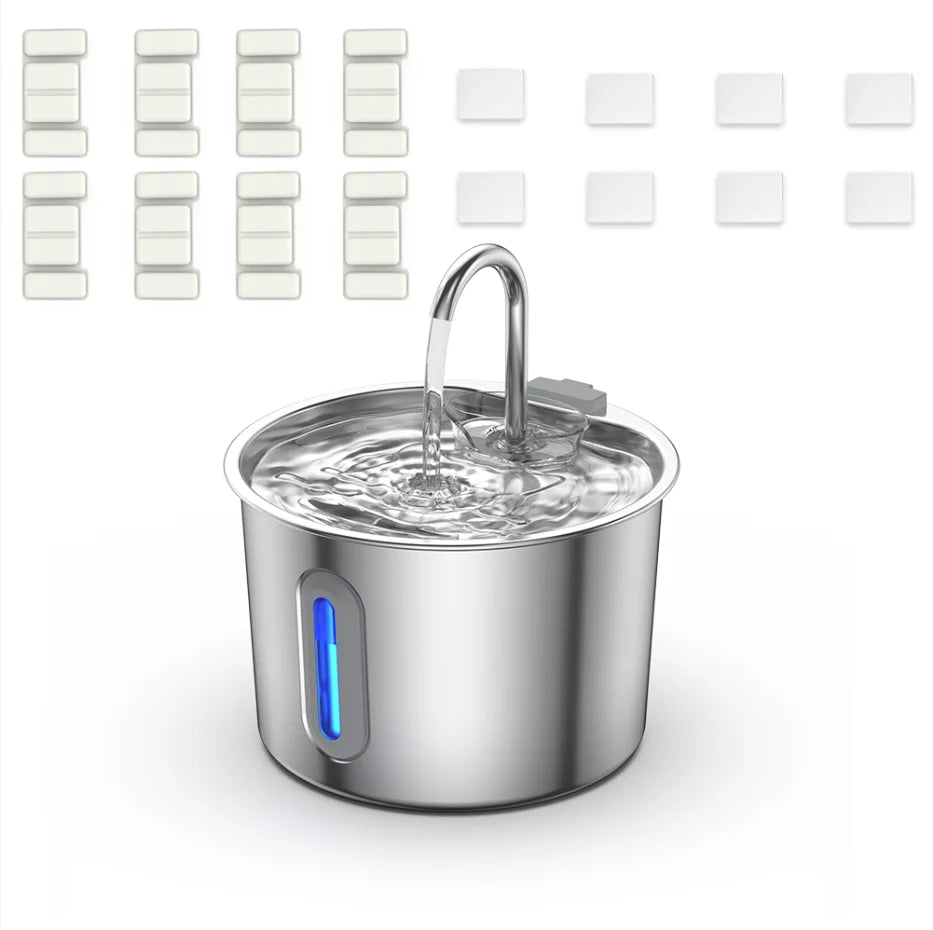 Automatic Pet Water Fountain | 2.2L Stainless Steel with Filter & USB Pump
