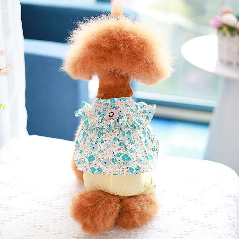 Floral Flying Sleeve Jumpsuit for Dogs & Cats