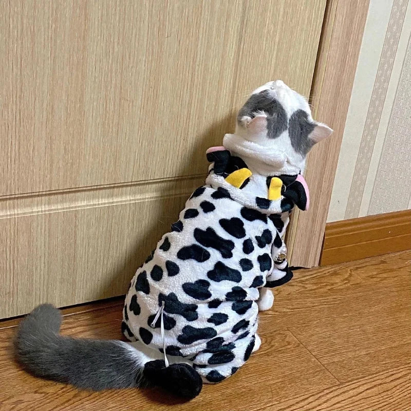 Animal Print Fleece Hoodie Jumpsuit for Dogs