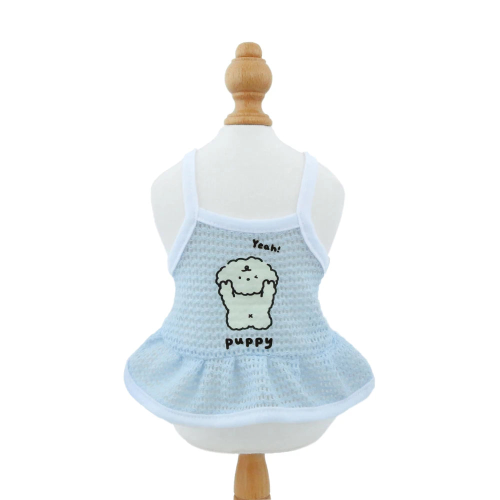 Dog Summer Mesh Dress | Breathable Cartoon Strap Skirt for Dogs