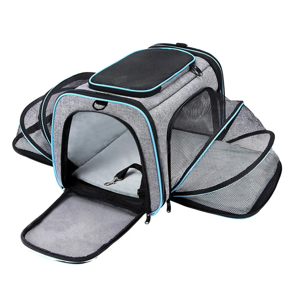 Portable Foldable Pet Carrier Bag with Safety Zippers