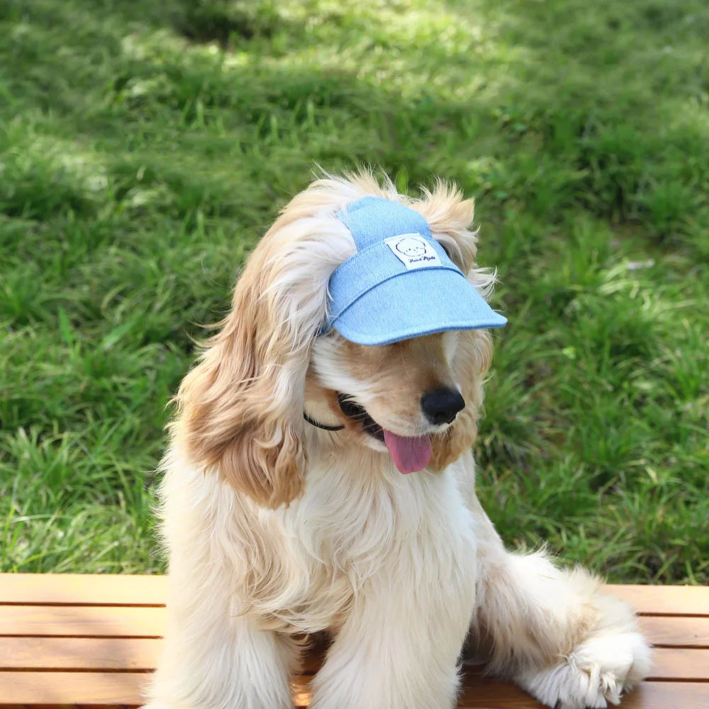 Dog Denim Baseball Cap | Sun Protection Hat with Ear Holes