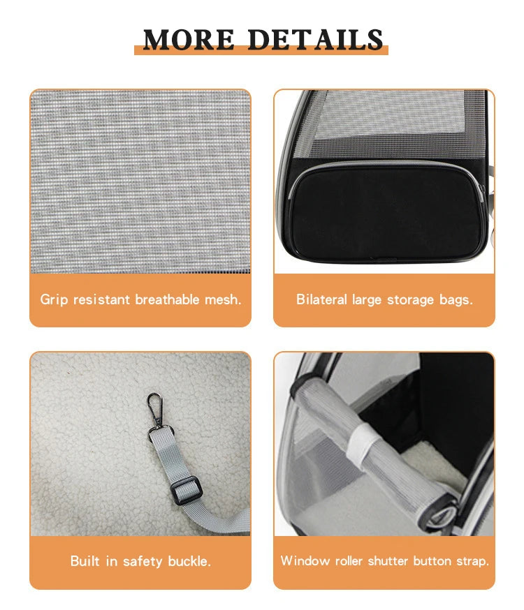 Pet Carrier Backpack for Small Cats and Dogs Puppies Safety Features and Cushion Back Suet Commuting Carriers Bag Safety Zippers