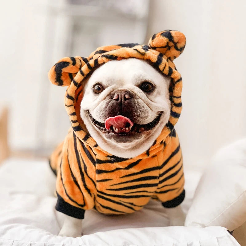 Animal Print Fleece Hoodie Jumpsuit for Dogs