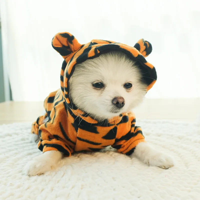 Animal Print Fleece Hoodie Jumpsuit for Dogs