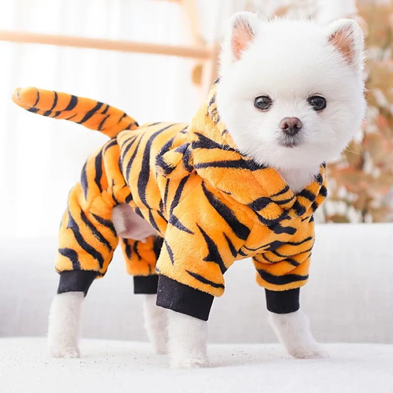 Animal Print Fleece Hoodie Jumpsuit for Dogs