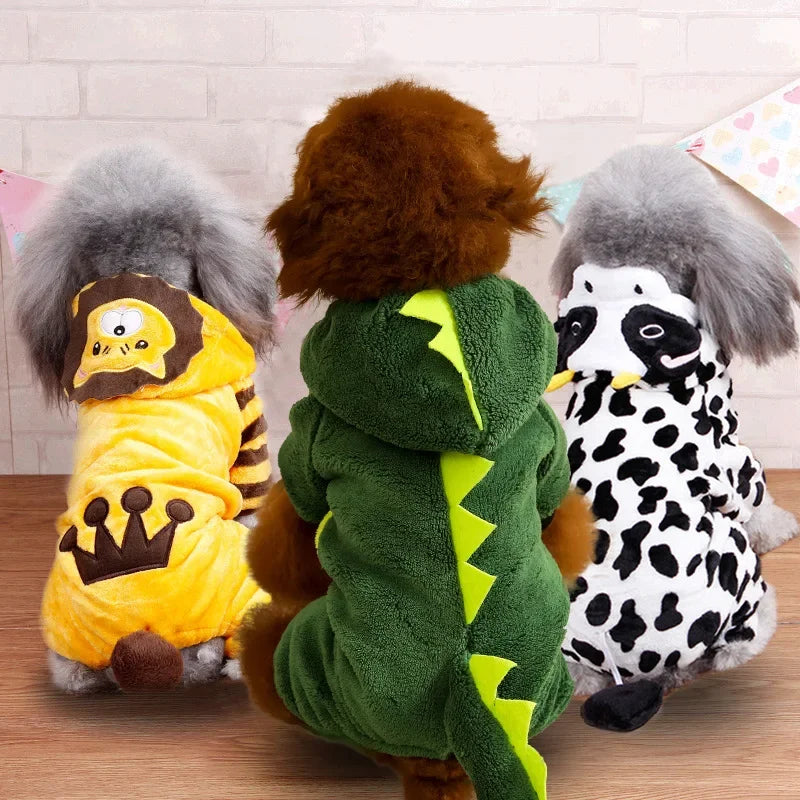 Animal Print Fleece Hoodie Jumpsuit for Dogs