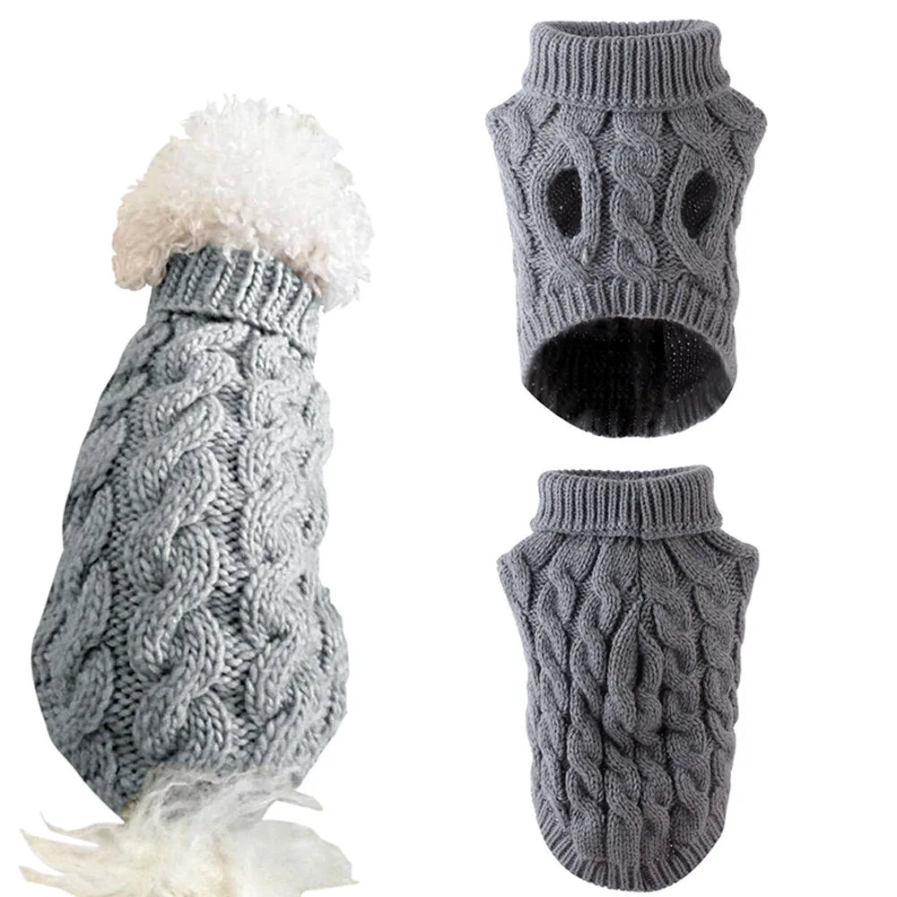 Cable Knit Dog Sweater | Warm Autumn & Winter Pet Clothing