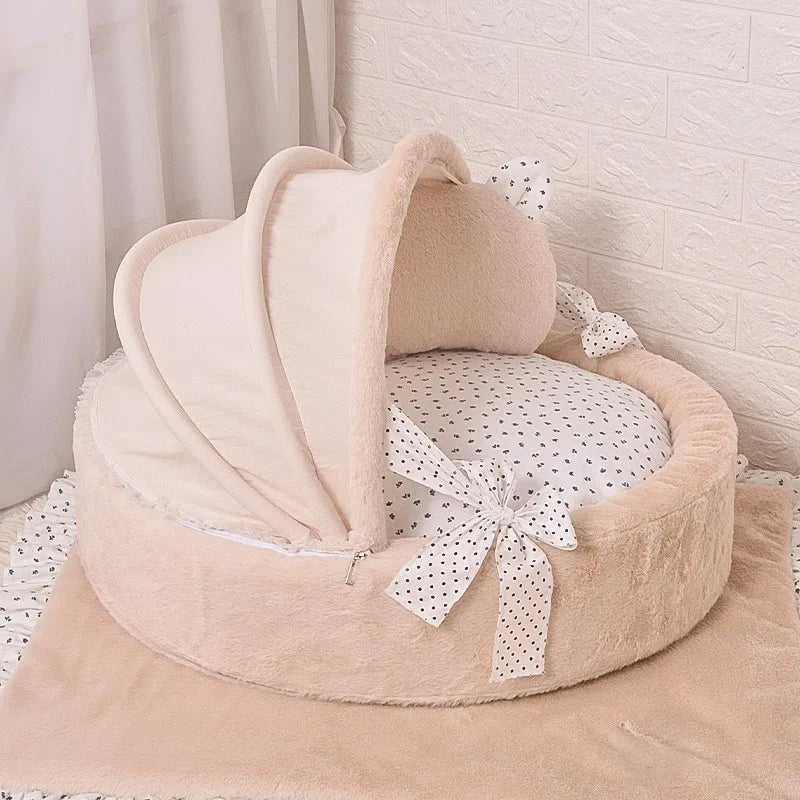 Warm Cat Bed for Portable Pet Beds Sweet Kittens Basket Cushion Cat Pillow Mat Tent Puppy Nest Cave Cats House Goods Dog Bed