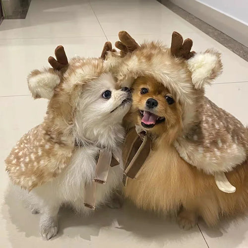 Christmas Reindeer Cape Costume for Dogs & Cats | Festive Holiday Pet Outfit